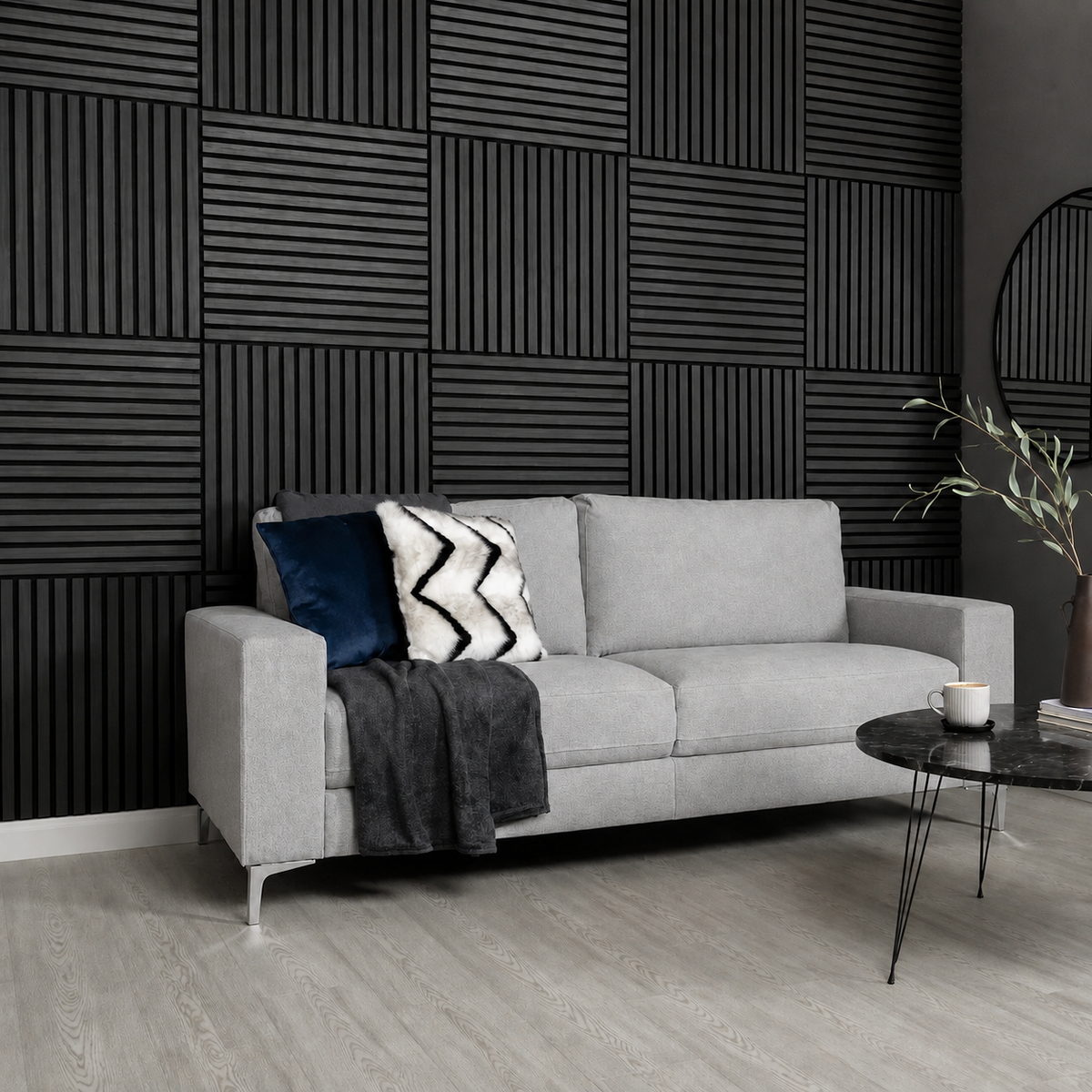 Panneau mural acoustique en bois – Transformez votre pièce en seulement 30 minutes – (70 cm x 70 cm)