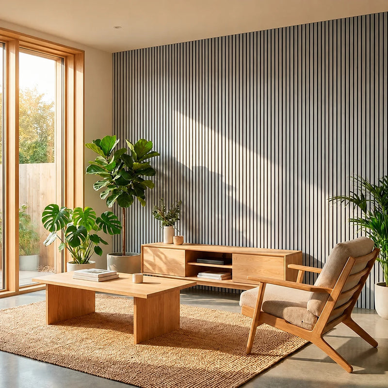 Panneau mural acoustique en bois – Transformez votre espace en seulement 30 minutes – (270 cm x 110 cm)