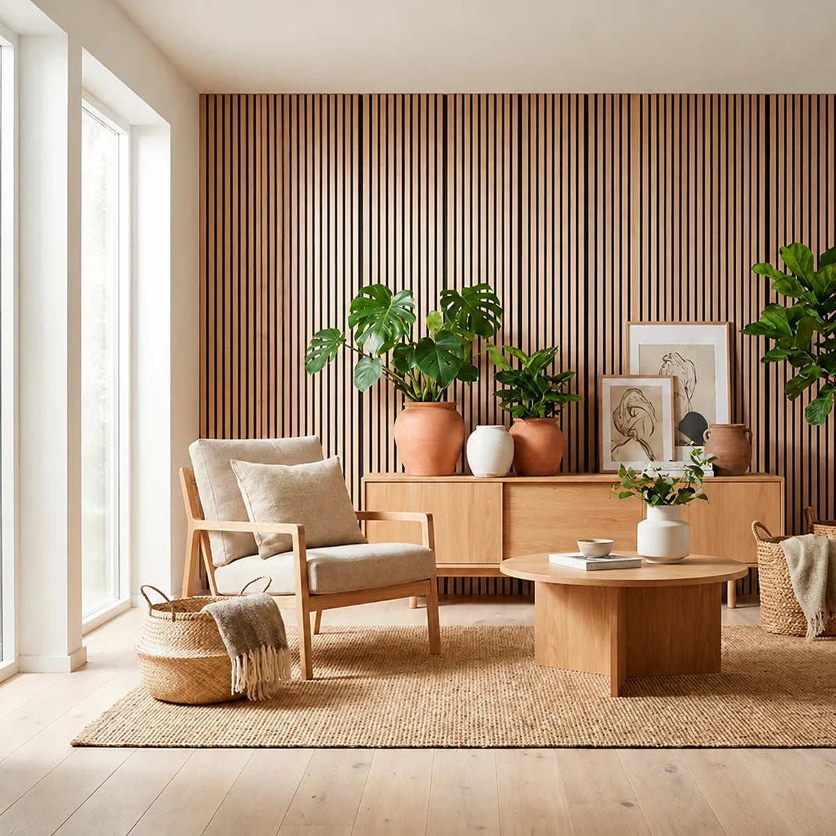 Panneau mural acoustique en bois – Transformez votre espace en seulement 30 minutes – (270 cm x 110 cm)