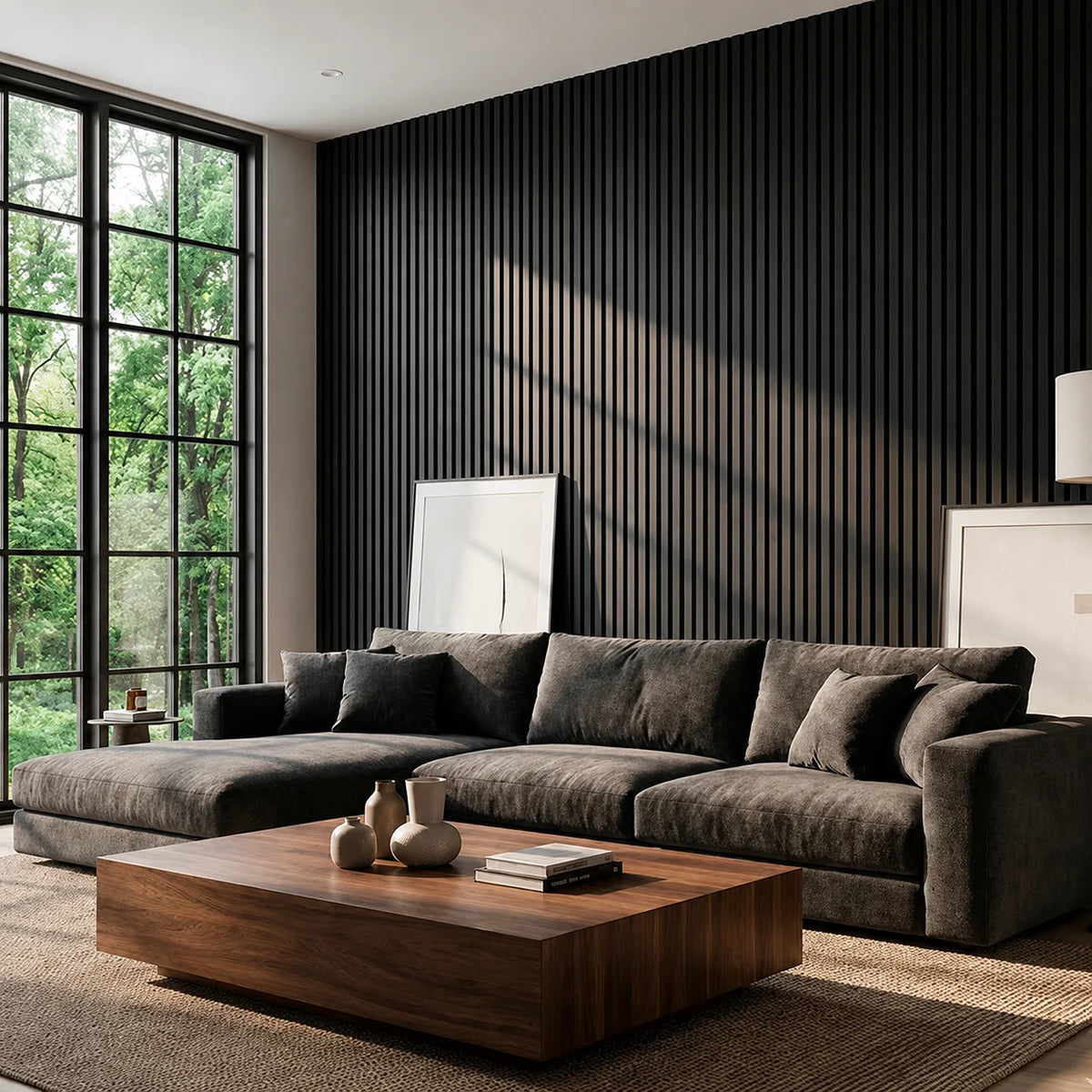 Panneau mural acoustique en bois – Transformez votre espace en seulement 30 minutes – (270 cm x 110 cm)