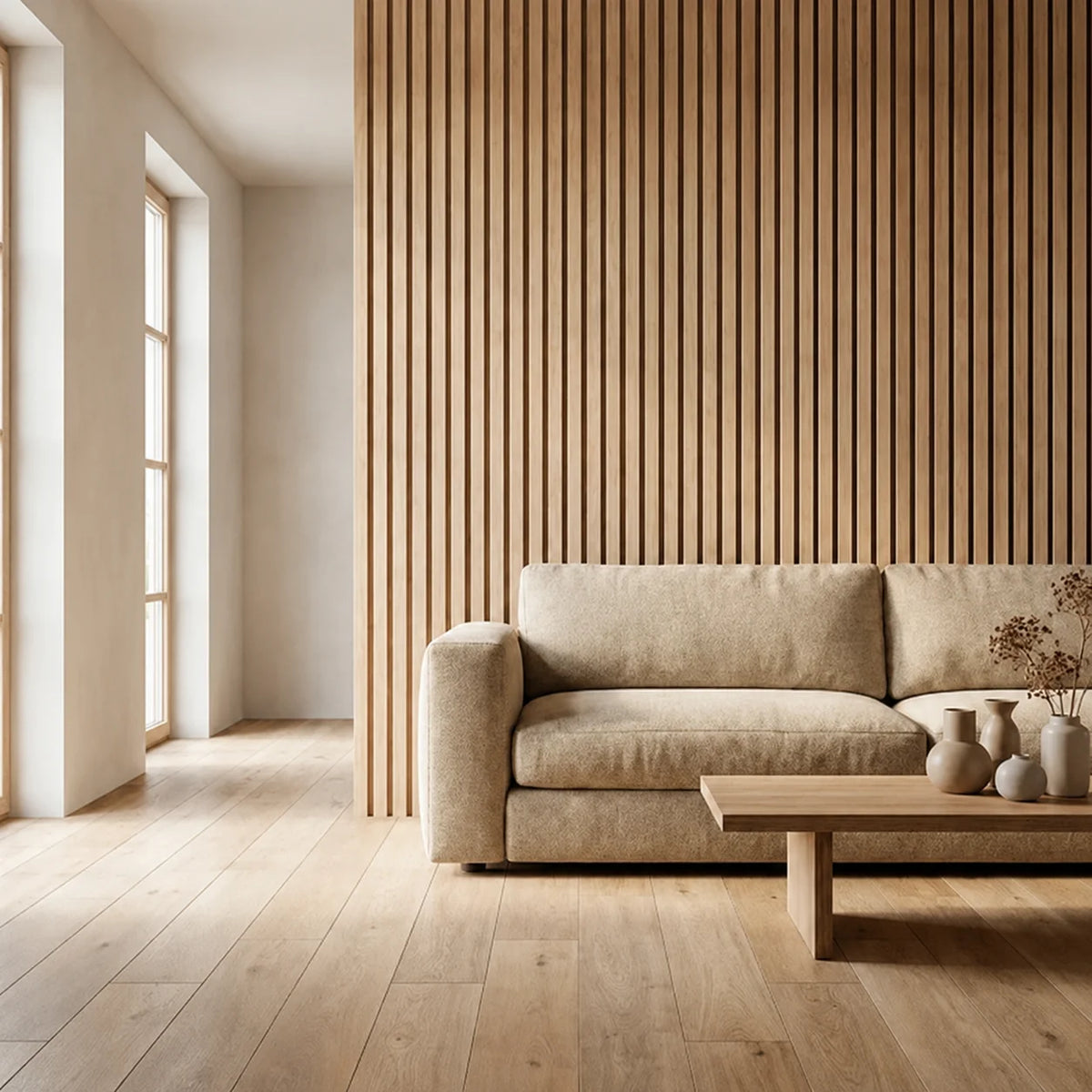 Panneau mural acoustique en bois – Transformez votre espace en seulement 30 minutes – (270 cm x 110 cm)