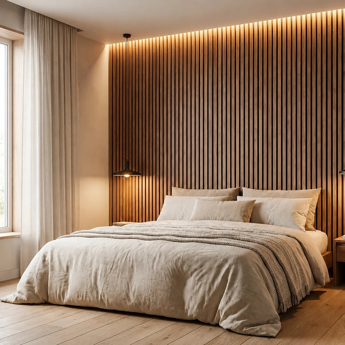 Panneau mural acoustique en bois – Transformez votre pièce en seulement 30 minutes – (70 cm x 70 cm)